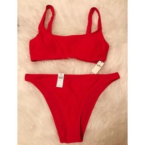AERIE RED BATHING SUIT SET